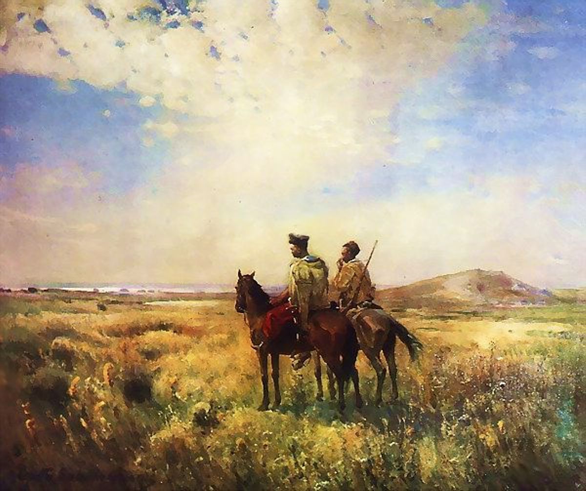 Козаки в степу. Сергій Васильківський, олія, 1890 рік.